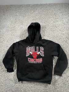 NBA Chicago Bulls Kids Black Hoodie Size 8 Pullover - Picture 1 of 7