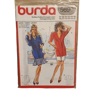 Burda 5690 Pattern Long Jacket Size 10 to 20 Vintage Sealed - Picture 1 of 3