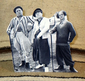 "The Three Stooges" Golfing Buddies Movie Tabletop Standee Black & White 8" Tall - Picture 1 of 2