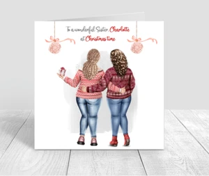 Frohe Weihnachten Karte Beste Freundin Weihnachtskarte personalisiert Weihnachtspullover - Bild 1 von 10