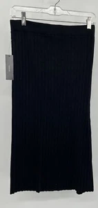 Lulus Black Ribbed Midi Skirt Stretch Slit Pencil Women’s Size Small S Bodycon - Picture 1 of 11
