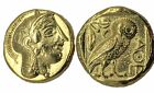 24K Gold Plated Lot of One (1) Athens tetradrachm Repro coins Goddess Athena Owl