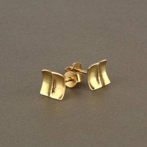 14 Karat massive Gelbgold eckige Ohrstecker Handarbeit gehämmert Posten feiner Schmuck  - Bild 1 von 5