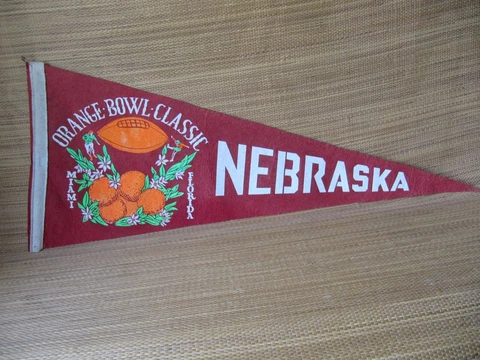 Nebraska Cornhusker Pennants Lot of 5 w/ Husker only parking sign Cover