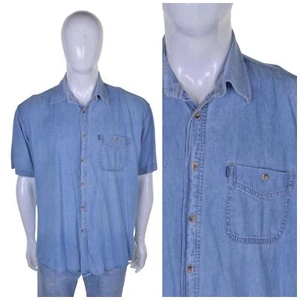 Vintage 80s 90s Denim Azul Camisa XL Occidental Pulsar Tuerca Vaquero Rockabilly - Imagen 1 de 7