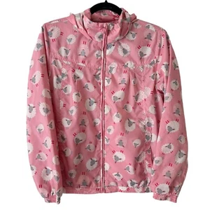 Bossini Sheep Print Pink Full Zip Hooded Lightweight Jacket Girls Size 160 14/16 - Picture 1 of 7