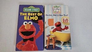 2 Sesame Street Elmo VHS The Best of Elmo & Elmo's World Families, Mail & Bath - Picture 1 of 4