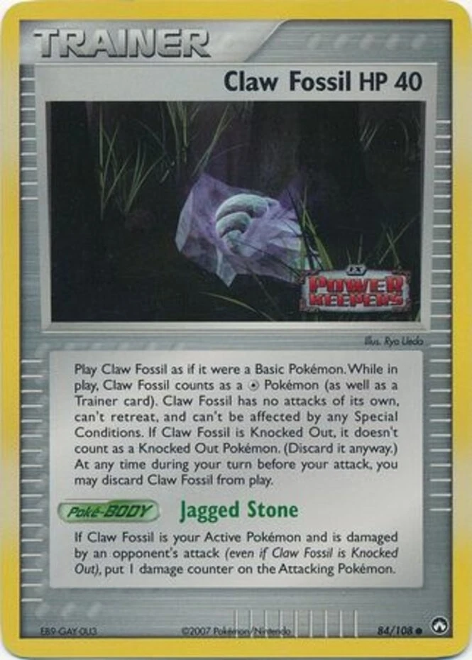 Heavily Played, English Pokemon Reverse Holo Claw Fossil - 84/108 - Common - Rev - Image 1 of 1