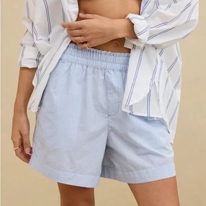 Aerie Good Day Shorts Light Blue Striped Women's Boxer Shorts Size Small NEW - Picture 1 of 10