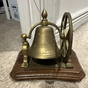 Solid Brass Ships Bell Desk Mount Nautical Coastal Decore Vintage - Picture 1 of 6