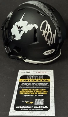 Rich Rodriguez Signed Autographed West Virginia Mountaineers Mini Helmet JSA COA - Image 1 of 2