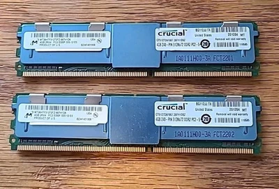 Micron 8GB (2X4GB) 2RX4 PC2-5300F-555-12-E0 MT36HTF51272FZ-667H1D6. FAST SHIP - Image 1 of 3