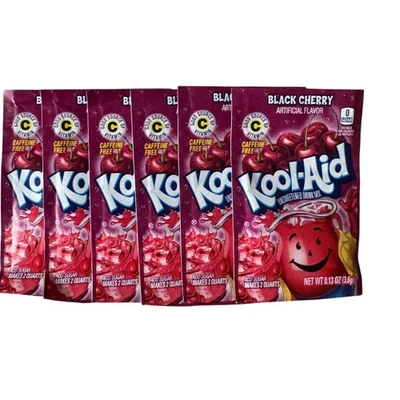 Kool-Aid Negro Cereza Sin Endulzar Bebidas Mezcla Paquetes Individuales Para Llevar, 6 Unidades Foto 1 de 4
