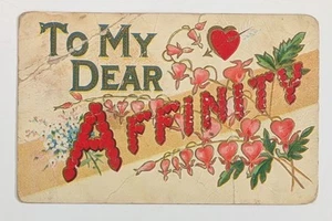 Antique c 1908 Postcard TO MY DEAR AFFINITY Posted No Stamp - Picture 1 of 2