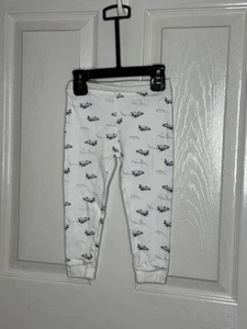 Pima Cotton Pajama Pants Boys Size 2T Airplanes White Snug Fit - Picture 1 of 4