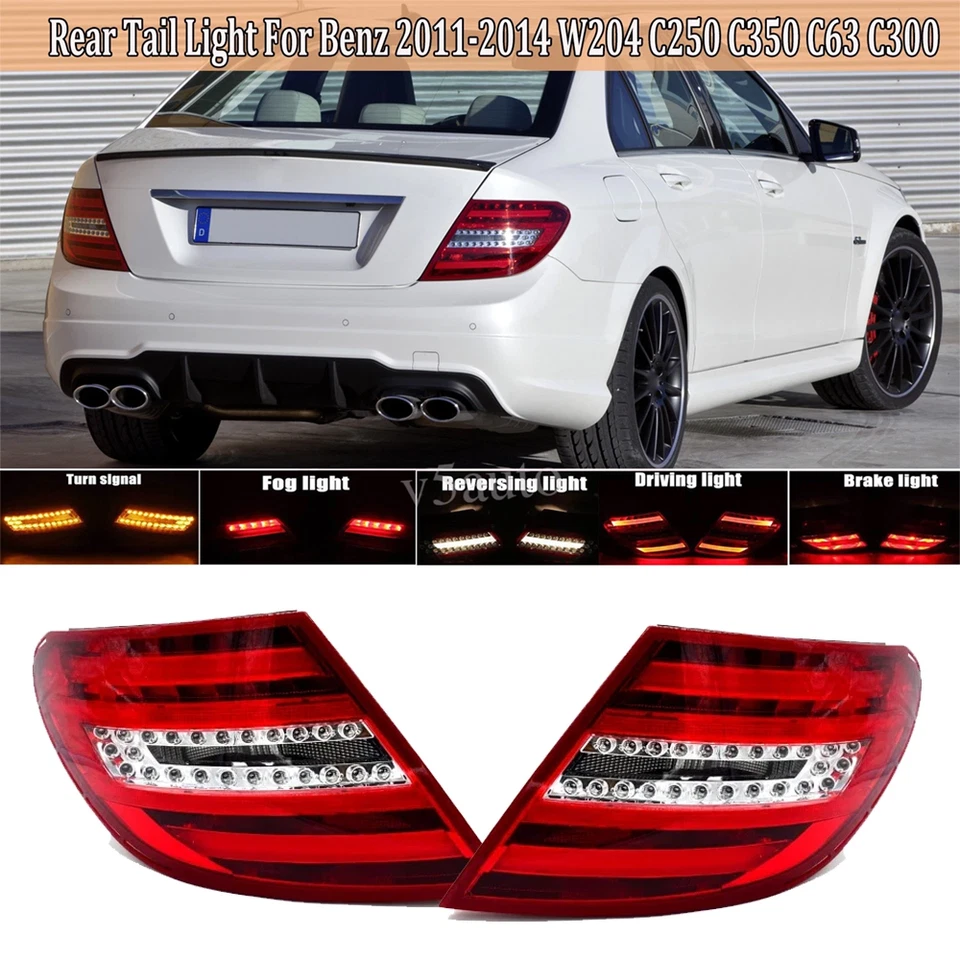 Pair Rear LED Brake Tail Lights For 2011-2014 Mercedes Benz W204 C250 C300 C350 Foto 1 de 4