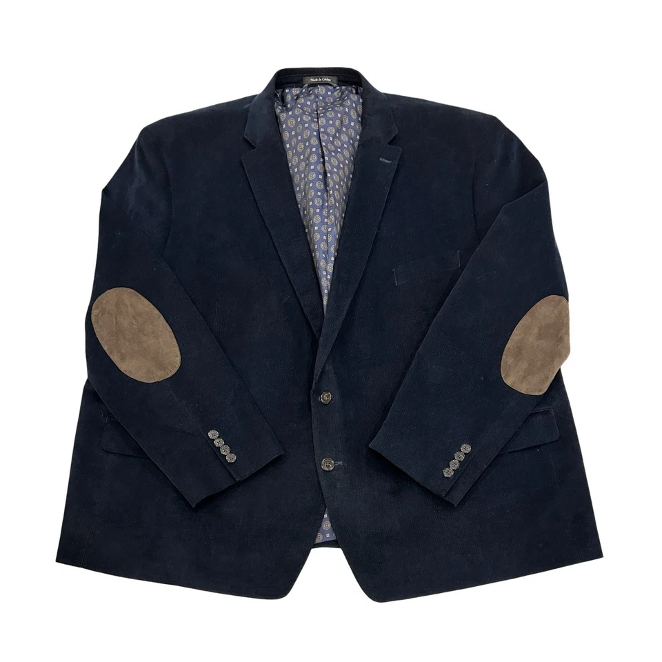 Chaqueta Blazer Ralph Lauren Pinwale Pana Para Hombres 58R Azul Marino Codo Retazos Foto 1 de 4