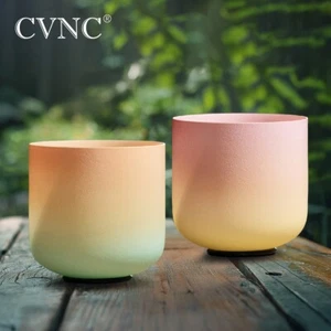 CVNC 432Hz 7''D+ 8"C Desert Chakra Frosted Crystal Singing Bowl Sound Healing - Picture 1 of 9