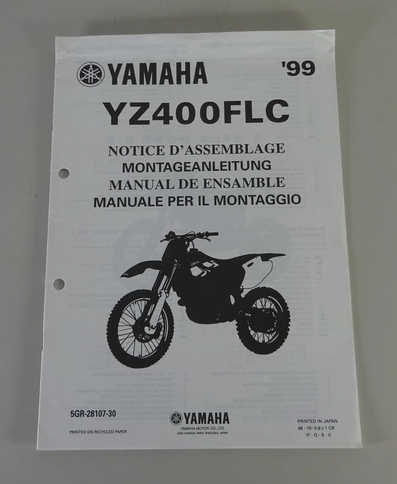 Instrucciones De Montaje / Aviso De Ensamblaje YZ 400 FLC De 1999 - Imagen 1 de 1