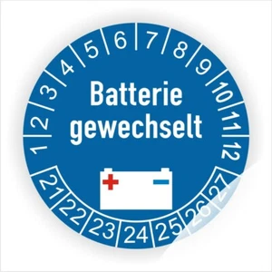 Prüfplaketten Batterie Akku gewechselt SICHERHEITSFOLIE EXTREM HAFTEND Ø20-30mm - Bild 1 von 1