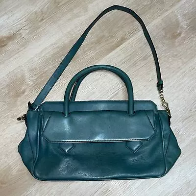 Bolso de hombro de cuero genuino verde profundo J.Crew Foto 1 de 4