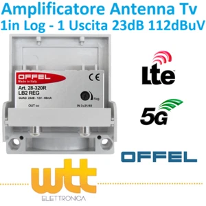 AMPLIFICATORE ANTENNA TV DA PALO LOG UHF 23dB REGOLABILE 112dBuV 5G - Foto 1 di 2