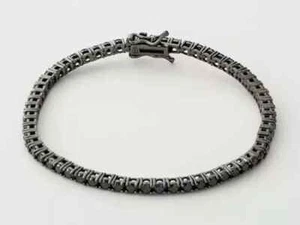 8CT Round Black Lab Created Diamond 14k Black Gold Plated Tennis Bracelet 7.5" - Picture 1 of 4