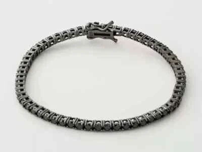 8CT Round Black Lab Created Diamond 14k Black Gold Plated Tennis Bracelet 7.5" - Image 1 of 4