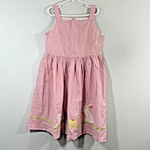 Gymboree Dress Kids 12 Pink Plaid Sleveless Embroidered Easter Cottagecore - Picture 1 of 7
