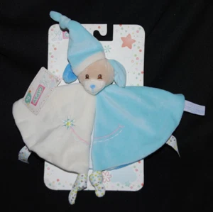Doudou GIPSY chien plat bleu blanc pois fleur bonnet rond 100% NEUF - Picture 1 of 1