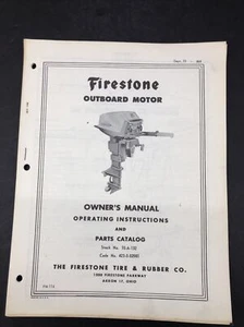 1960 1961 Firestone Outboard Motor 25 HP Owners Manual Parts Catalog 10A134 OEM - Foto 1 di 4