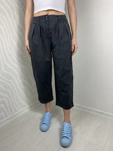 Pantalone Moschino Couture Milano plissettato cotone ritagliato dritto alto grigio - Foto 1 di 6