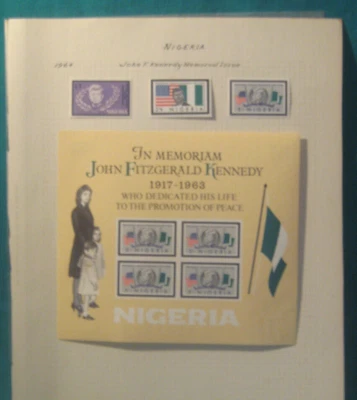 Nigeria 1964 - Lote de 4 números conmemorativos John F. Kennedy con bisagras como nuevos Foto 1 de 3