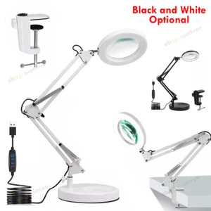 10X Magnifying Glass with Light and Stand LED Desk Lamp Dimmable for Craft Hobby - Picture 1 of 11