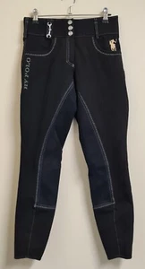 HV Polo Breeches Horse Riding Tights Ladies Size 36 Black Pre-Owned - Picture 1 of 15