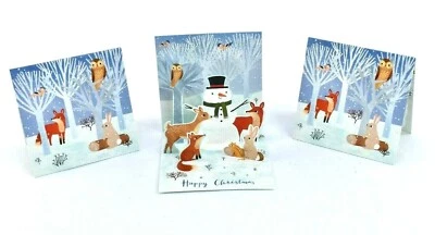 Woodland Snowman 3D Pop-Up MINI Christmas Card Set of 3 Holiday Cards - Image 1 of 4