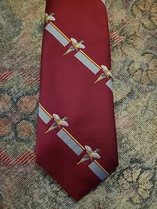Vtg Necktie Pheasant Hunter Mauroon Burgandy Grey Gold Pheasant Andhurst Poly - Picture 1 of 8