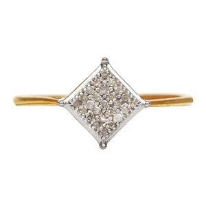 Yellow Gold Over 0.08 Ct Round White Natural Diamond Solitaire Engagement Ring 7 - Picture 1 of 6