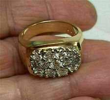 3.00Ct Round Cluster Simulated Diamond Men's Pinky Ring 14k Yellow Gold Finish