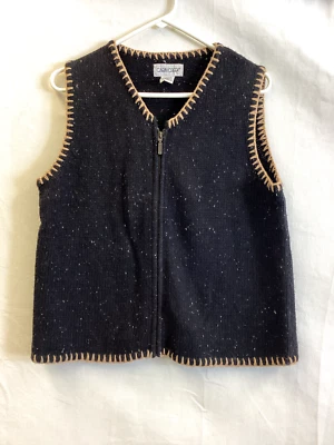 Chaleco cárdigan sin mangas Cabin Creek para mujer negro con cremallera frontal talla mediana Foto 1 de 4