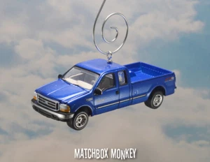 Blue 2004 Ford F-250 Super Duty Ext Cab Pickup Truck Custom Christmas Ornament - Picture 1 of 11