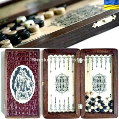 WIKINGER Tragbar Reise kleine leicht UKRAINISCHE HOLZ Backgammon 290x305mm - Bild 1 von 4