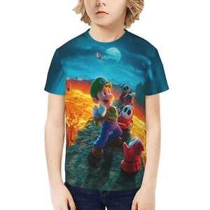 Camiseta Super Mario Bros Game Niños Jóvenes Dibujos Animados Cuello Redondo Manga Corta Prendas para el torso - Imagen 1 de 34