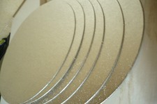 6 Cake Boards Silver 1.5mm Thick Cards 12 inches, New old stock