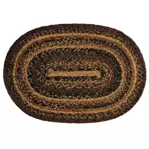 Cappuccino Braided Area Rug By IHF Rugs. 4' x 6' Oval Rug. Black Tan Brown - Picture 1 of 2