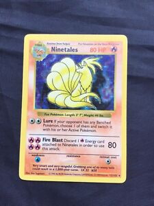 Pokemon Cards: Base Set Shadowless Rare Holo: Ninetales 12/102
