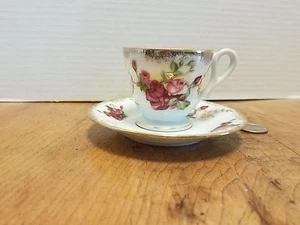 Taza de café y platillo de té Demitasse de colección azul claro rosas Japón - Imagen 1 de 7