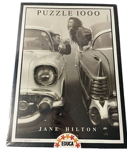 1991 Jane Hilton Puzzle 1000 Piece 68 X 48 Meeting Up In 1950's Hot Rods - Picture 1 of 8