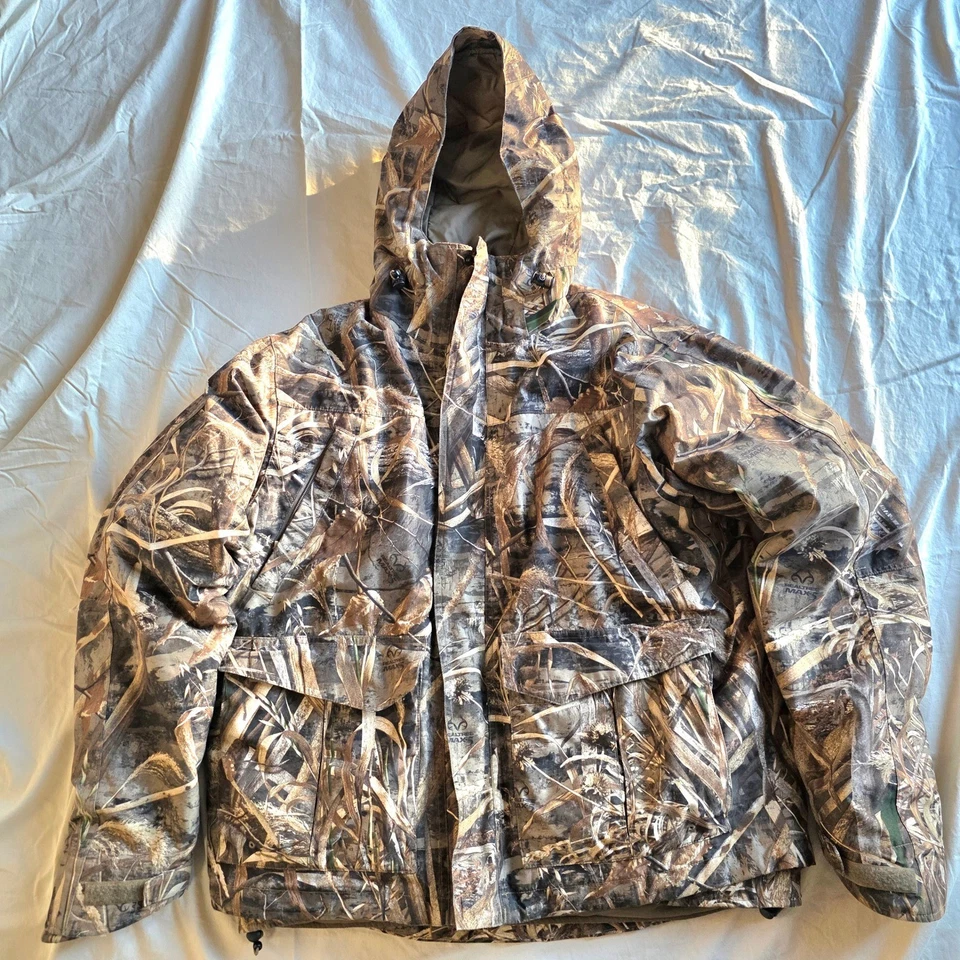 Cabelas RealTree Camo Hunting Jacket Overalls Mens Large Hooded Water Resistant - Image 1 of 4