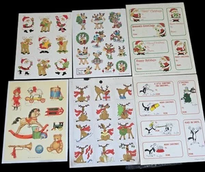 Lotto adesivi vintage etichette natalizie 6 fogli AGC, Gibson Hallmark, Footrot Flat - Foto 1 di 11
